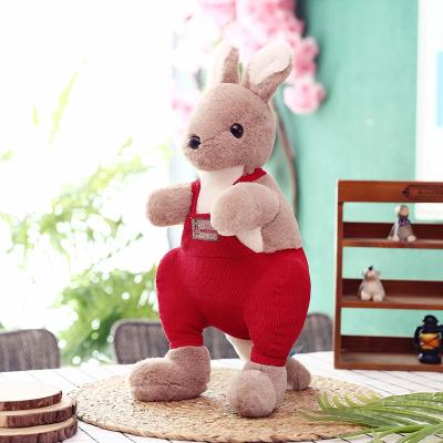 China Plush Pink and Custom Anima Toy Child Backpack Kangaroo Stuffed Plush Green Doorstop Animal Decoration for sale