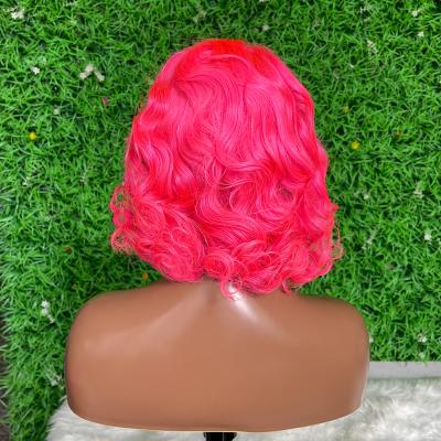 China Wholesale Colored Silky Straight Wave Bob Human Hair Wigs, Hd Lace Up Color Bob Wig, Pink Red Orange Purple Colored Hair For Black Women for sale