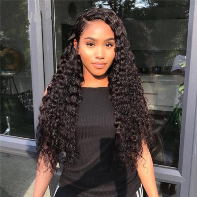 China 2020 Best Quality Deep Curly Wholesale Hot Sale Virgin Hair Cuticle Full Long Lined Brazilian Half Deep Curly Lace Wig For Black Women for sale