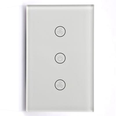 China Wireless Smart Fan Switch Tuya Homekit Touch 3 Band Speed ​​Controller Ceiling Wifi Smart Electric Fan Remote Control Modular Switch for sale