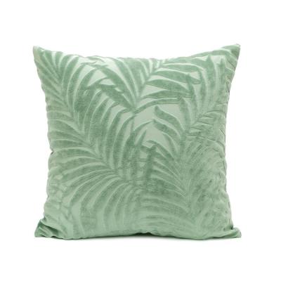 China Hot New Products Anti-static Green Leaves Funny Cushion Cover Embroidered Pillow Case for sale