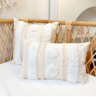 China Anti-static moroccan luxury nautral decorative pillow woven embroidery tufted cushion boho decor pillow woven sofa covers for living rooms for sale