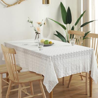 China Oilproof Lace Tablecloths Nordic Handmade Crochet Tablecloth White Cotton Vintage Lace Tablecloths for sale