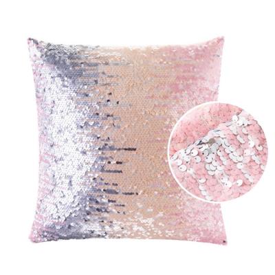 China Pink Anti-Static Fashion Sequin Embroidery Cushion Cover Pillow Case Cover for sale