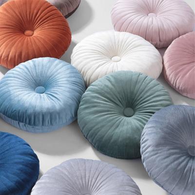 China New Product Anti Static Round Plain Color Luxury Velvet With Embroidery Cushions D35 For Home Decoration for sale