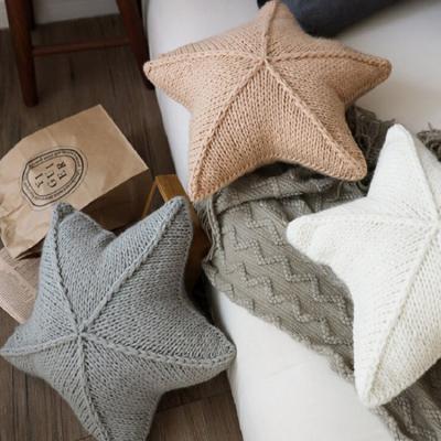 China INS Hot Sale Folded Star Knitted Pillow Customized Home Decor Stuffed Cushion Kids for sale