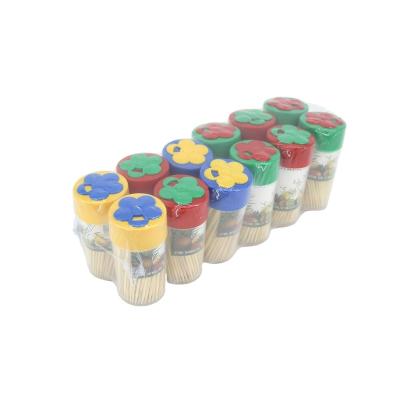 China 1.6 1.8mm 65mm 12bottles disposable plastic bottle in shrink packed high quality bamboo toothpicks china wooden toothpicks manufacturers for sale