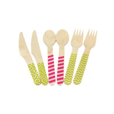 China Disposable Compostable Biodegradable Birch Fork Knife Spoon Wooden Disposable Wooden Tableware For Wedding Camping Wooden Accessories Set for sale