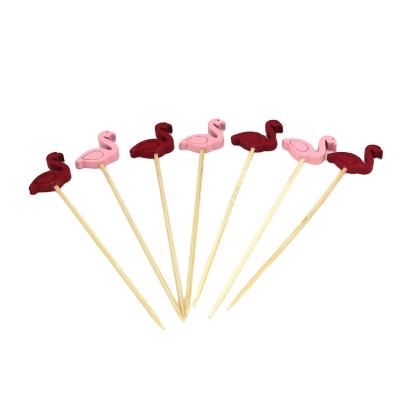 China Disposable Porcelain Cocktail Picks 100 Pcs Hand Made Sticks Bird Shape Natural Bamboo Toothpicks Decorative Cocktail Picks for sale