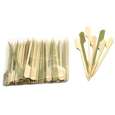 China 20cm Green Skin Easily Cleaned Flat Bamboo Paddle Skewer With Custom Logo for sale