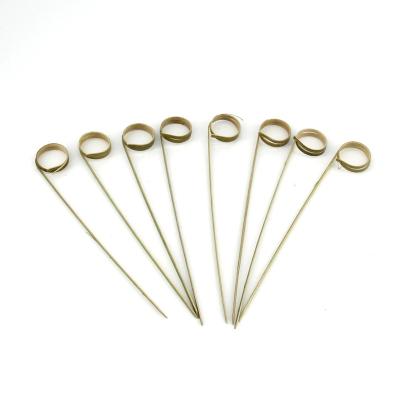 China Wholesale High Quality Flexible Knotted Bamboo Knotted Skewers Easily Cleaned Ring Cocktail Skewer Bamboo Looped for sale