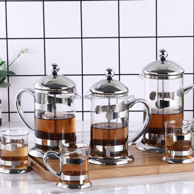 China Sustainable 800ml Borosilicate Glass French Press With 304# Stainless Steel Portable French Press Coffee Pot zu verkaufen