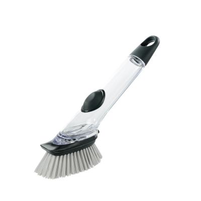 中国 Hand Kitchen Liquid Dispensing Brush Plastic Dispensing Handle Plastic Dish Soap Clean Brush 販売のため