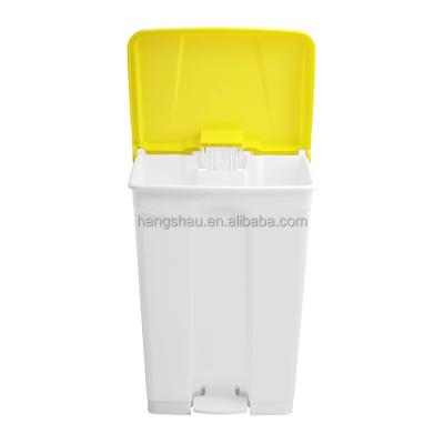 China Sustainable Park 68L Waste Outdoor Square Trash Can Pedal Plastic Waste Bin en venta