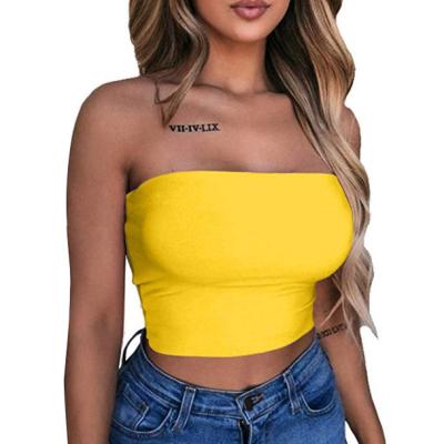 China Wholesale QUICK DRY Bodycon Bandeau Solid Color Mini Strapless Tank Crop Tube Backless Top for sale