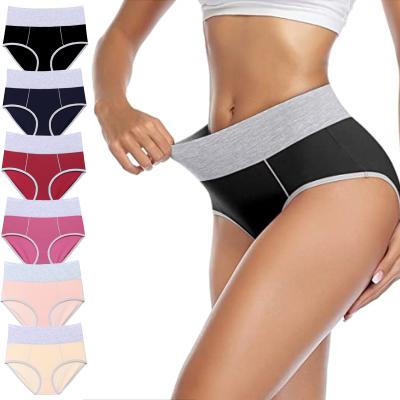 China Amazon Hot Sale Antibacterial Women Plus Size Panties Breathable Body Shaper Period Panties Cotton High Briefs for sale