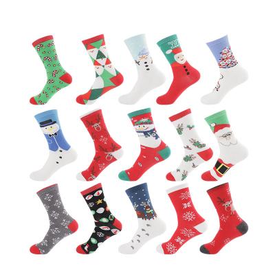 China Hot Sale 15 Antibacterial Santa Claus Elks Snowman Knit Gift Christmas Stockings Fashion Mid-Calf Women Designs Christmas Socks for sale