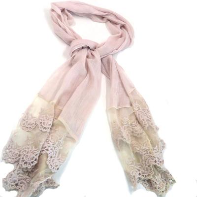 China ZL0055 Flower Lace Flower Scarf Simple Thick Heavy Bubble Chiffon Muslim Hijab Woman Shawl for sale