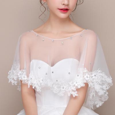 China ZL0195 Wholesale Bridal Wedding Accessories Rhinestone Fringed Bridal Shawl for sale