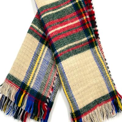 China Soft Smooth Luxury Acrylic Tassels Fringed Scarf Warmer Shawls Neckscarf Winter Plaid Scarves Beautiful Feeling Women for sale