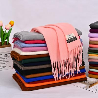 China Wholesale Women Scarves Soft Smooth Feeling Elegant Hijab Solid Color Pashmina Scarf Cashmere Shawls Hijab Scarf For Ladies for sale