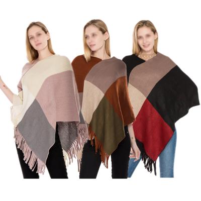 China Poncho Women Autumn Cashmere Scarf American European Knitted Shawl Wool Cashmere Jacquard Triangle Shawl Ladies Scarf for sale