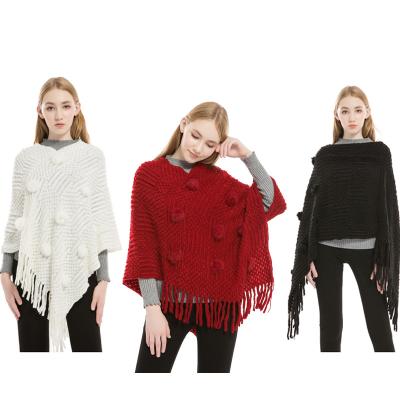 China European American sweater knit winter ladies cape women scarf wholesale thick warm oversized shawl for sale