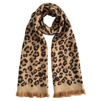 China European American Designer Leopard Cashmere Winter Scarf For Women Ladies Knitting Logo Scarves Shawls Custom Made for sale