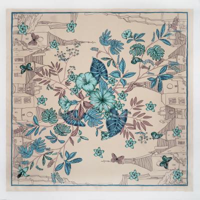 China Clothing Decoration Wholesale Fashion Women's Soft Jacquard Scarf Print Head Accessories Square Scarf Silk Scarf for sale