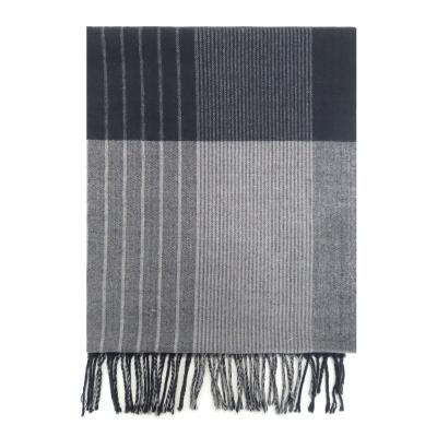 China Clothing decoration 2021 fashion soft gray blue acrylon fringed scarf for men in winter wholesale custom woven scarf for sale