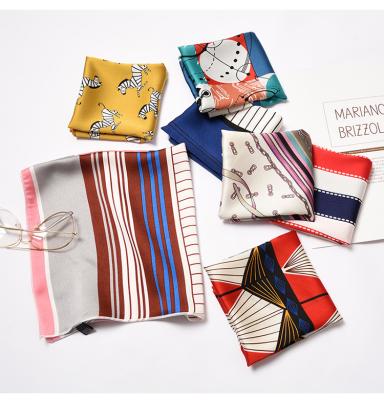 China ZL0209 Square Scarf Hair Tie Band Women Vintage Small Elegant Scarf Retro Head Printed Silk Neck Scarf for sale