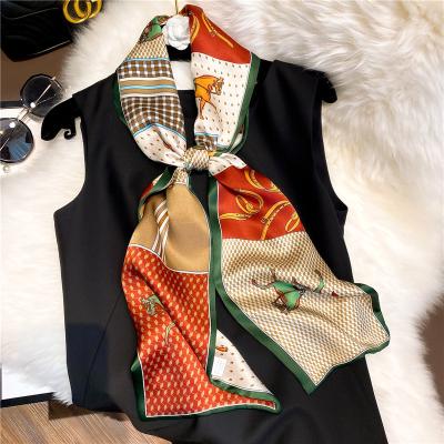 China Soft Elegant Luxury Digital Printed Ladies Neck Scarf Women Hair Warp Luxury Designer Brand Scarves For Bags for sale