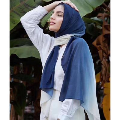 China Wholesale Soft Soft Feeling Arab Dubai Chiffon Scarf Hijabs Women Malaysia Head Chain Link Dye Muslim Hijab Scarf for sale