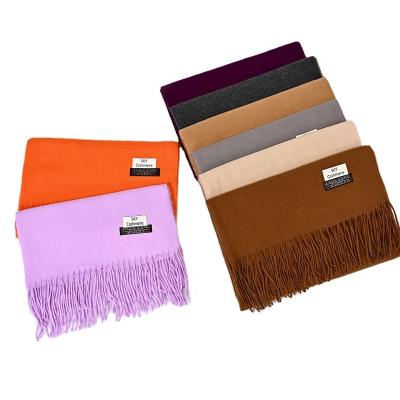 China Soft Soft Feeling Winter Warm Scarf For Women Elegant Pashmina Scarf Cashmere Shawls Solid Color Hijab Scarves for sale