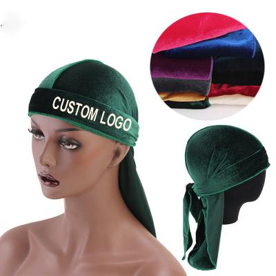 China Keep It Hot Custom Logo Winter Crush Velvet Durags For Men Women Headwear Wholesale Solid Color Durag Unisex for sale