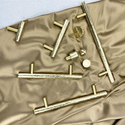 China Modern Hammered Brass Wardrobe Handles Textured Drawer Knobs Cupboard Dresser Drawer Cabinet Door Bar Wine Cabinet Pull Tianshi Brass for sale