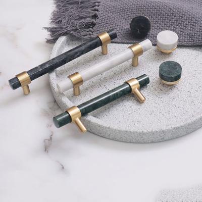 China EUROPEAN Natural Stone Handle For Nordic Cabinet Furniture Door Handles Drawer Wardrobe Pull Dresser Cupboard Knobs Marble Deco Brass for sale