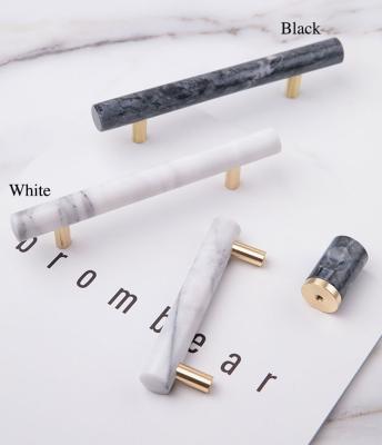 China European Furniture Handle Brass Stone Marble Handles Nordic Wardrobe Knobs Drawer Pulls Dresser Cabinet Cupboard Door Bar Nordic Style for sale