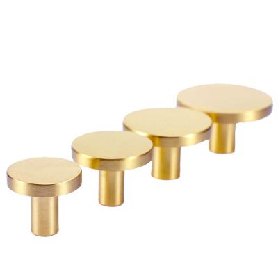 China Single Handle 25/28/32/44mm Kitchen Bedroom Drawer Wardrobe Brass Morden and Gold Knobs Cabinet Pulls Furniture Hardware Single Hole for sale