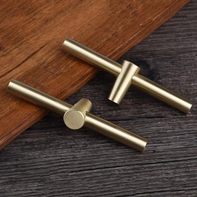 China Sheer Cabinet T Bar Knobs Pulls Copper Sideboard Door Handles Gold Brushed Brass Drawer Knobs Pull Handles Dresser Pulls for sale