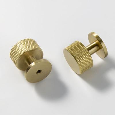 China TB9008 Modern Single Hole Knurling Knobs Furniture Drawer Cabinet Dresser Brass Wardrobe Handle Pulls Brushed Gold Door Hardware for sale