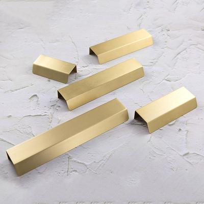 China EUROPEAN Invisible Brass Cabinet Handle Modern Hidden Furniture Knobs For Dresser Gold Wardrobe Pull Door Hardware for sale