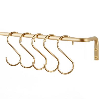 China Viable Brass Hooks S Shape Hangers For Kitchen Bedroom Gold Single Hook For Store High Quality for sale