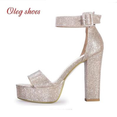 China Women's Durable Summer Ankle Strap Elegant Platform High Chunky Heels Party Sandal for sale