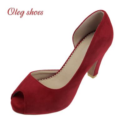 China Durable Ladies Peep Formal Elegant Peep Women Sandals Summer Toe Platform Heel Shoes Suede Low Top for sale