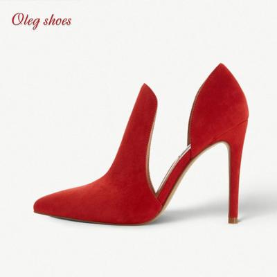 China Durable Sexy Red Ladies Side Cut High Heels Pumps New Fashion Style Party Shoes for sale