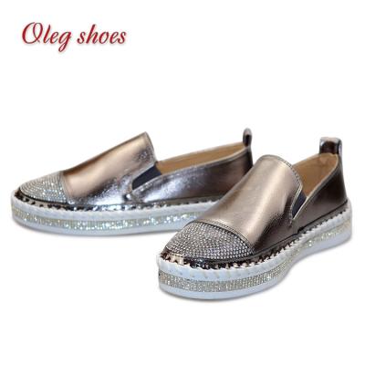 China New Fashion Durable Women's Casual Comfortable Flats Slip On Rhinestone Ladies Flat Platform Loafers Shoes for sale