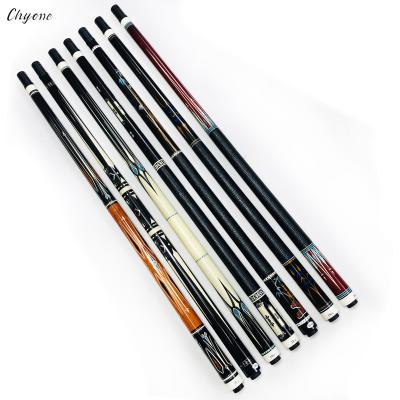 China Chyone Wood 13mm 1/2 Custom Radial Maple Snooker Cue Stick Sticker Joint Cheap Straight Billiard Pool Cue for sale