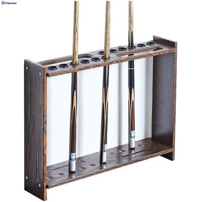 China Custom Solid Wooden Walnut Billiard Cue Rack Wooden Cue Standing Rack For 6pcs/12pcs/18pcs Cues for sale