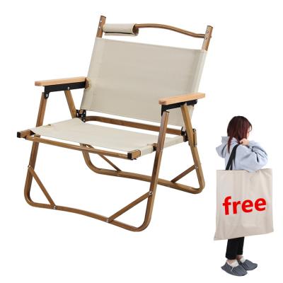 China Modern Portable Grain Aluminum Frame HK Kermit Chairs Kamp Sandalyes Outdoor Low Camping Chair Lightweight Folding Wooden Beach Chair for sale